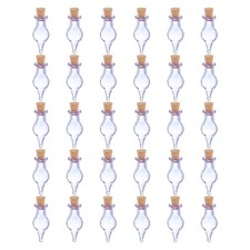 30 Pcs Small Cute Teardrop Mini Glass Bottles Jars with Cork Stopper Purple