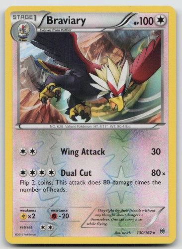 Braviary 130/162 Rare BREAKthrough Pokemon Reverse Holo LP+