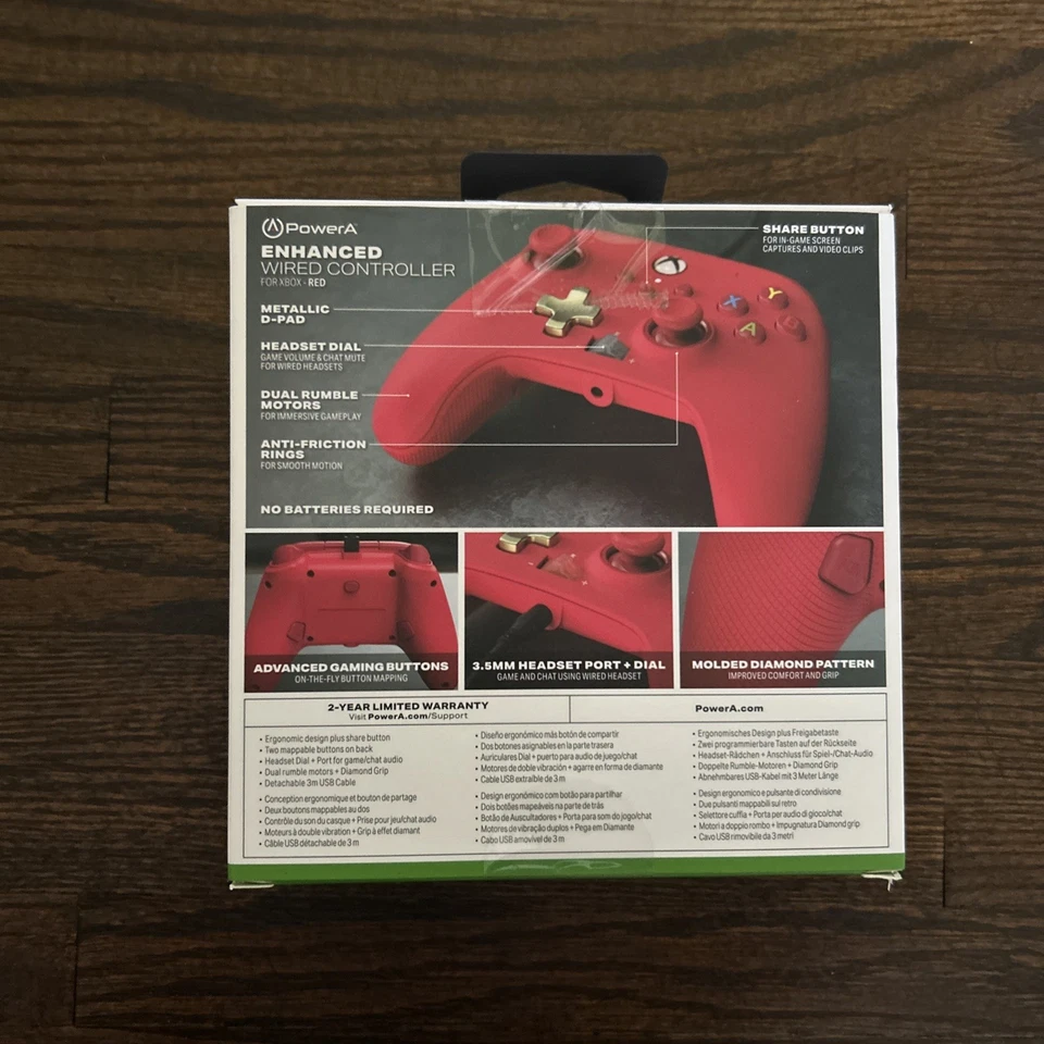 X Box Enhanced Wired Controller Red, For X Box, Used, Good Condition, Resealed - Image 2 of 4