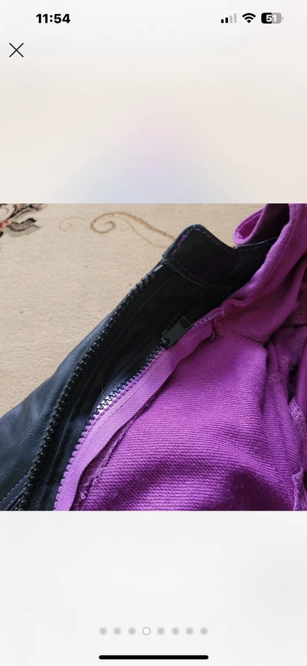 Milwaukee Leather Women's Black and Purple Leather Hoodie Jacket Size 2XL - Image 3 of 4