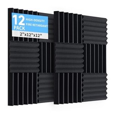 12 Pack Acoustic Panels, 12"x12"x2" High Density Sound Absorbing 12 pcs black