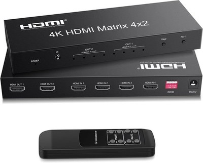 4x2 HDMI Matrix 4 in 2 Out HDMI Video Switcher Splitter mit Audioausgang