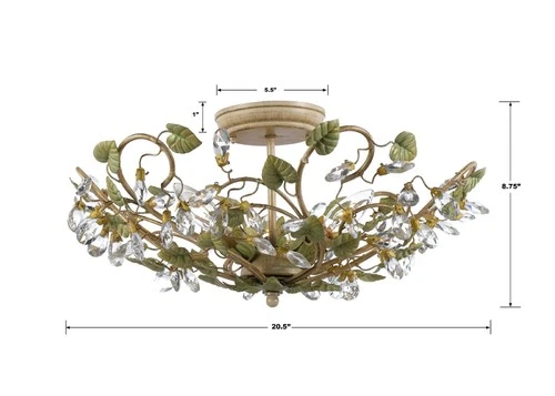 Crystorama Josie 20 1/2" Wide Floral Crystal Ceiling Light - Picture 7 of 8
