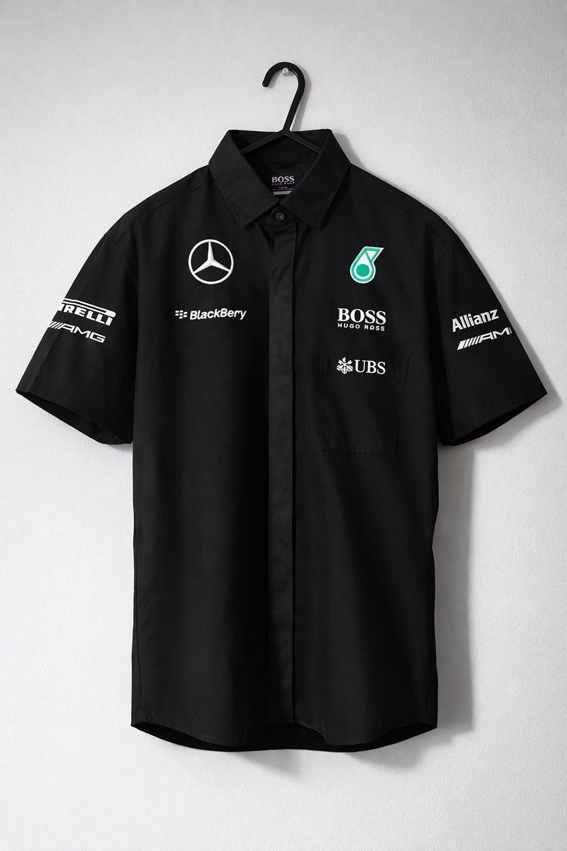 Mercedes AMG Petronas F1 Team Shirt Black (Hugo Boss) Size M | eBay