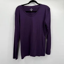 SEG'MENTS Merino Wool Shirt Womens XL Purple V Neck Long Sleeve Base Layer Top