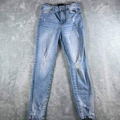 Kendall + Kylie The Kontour High Rise Distressed Skinny Jeans Blue Size 5/27
