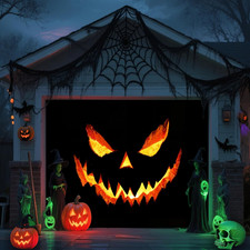 Halloween Garage Door Cover Banner Decorations, Scary Halloween Holiday Pumpkin