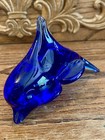 VINTAGE COBALT BLUE ART GLASS DOLPHIN FIGURINE — photo 4