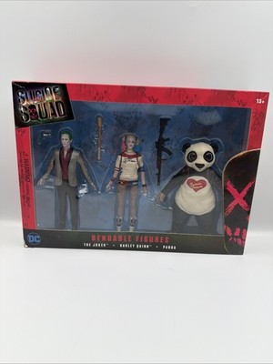 Suicide Squad  Harley Quinn, Joker And Panda Action Figures (MISSING HANDGUN)