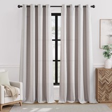 jinchan Linen Textured Curtain 96 Inch Long for Living Room Light Filtering T...