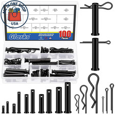 Clevis Pins Cotter Pins R Clips Assortment Kit Single Hole Flat Head 16Sizes 100