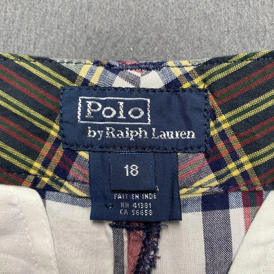 Polo Ralph Lauren Shorts Boys 18 Multi Color Madras Plaid Classic 100% Cotton - Image 2 of 4