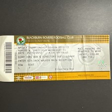 Blackburn Rovers v Sheffield Wednesday(Championship 2012/13) 24/10/2012 Ticket