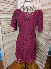 NWT Lulus Complete Perfection Burgendy Lace Short Sleeve Mini Dress Size Small