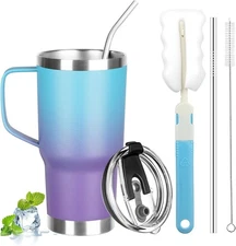 20 Oz Stainless Steel Tumbler With Handle Metal Insulated Coffee Travel Mug With