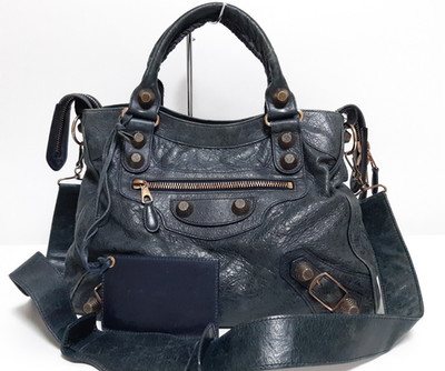 Balenciaga The Giant City 2Way Shoulder Hand Bag Black Gray
