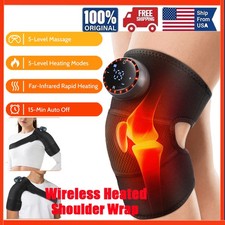 Cordless Knee Massager for Pain Relief with 5 Vibration Modes, 5 Heating Levels