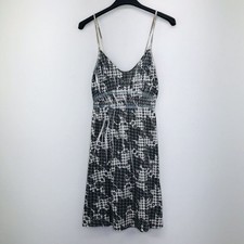 Maurices Women's S Dress Elastic Straps Stretch Summer Houndstooth Gray NWT AH30