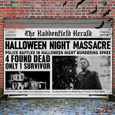 Vintage Halloween Decoration Horror Movie Backdrop 70"L x 42.5"W, Black
