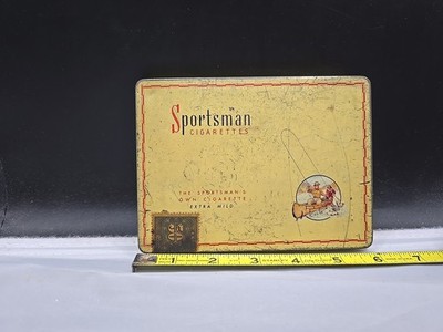 Vintage Sportsman Extra Mild cigarettes 50 tobacco tin + stamp - Empty