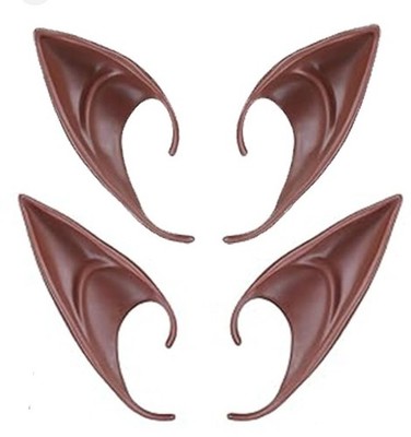  2 Pairs Brown Elf Ears , About 5in Long New Non-toxic 