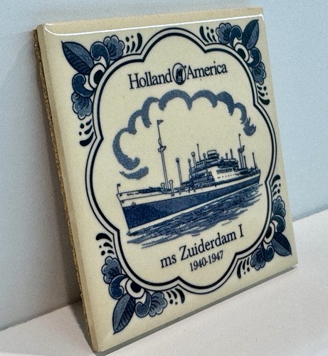 Sottobicchiere vintage Holland America Line Blue Delft ceramica da collezione - Foto 2 di 5