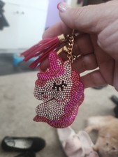 Rhinestone Unicorn Keychain with Tassel. BAG CHARM