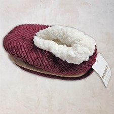 NWT Mixit Chevron Cozy Slipper Socks Burgundy Wine Faux Shearling Sherpa S/M
