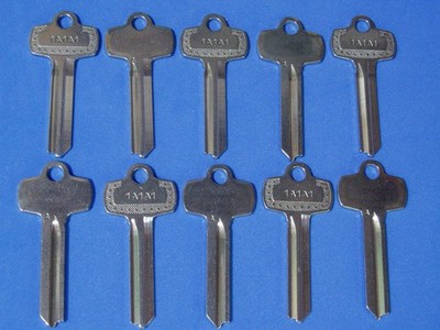 LOT OF TEN NICKEL SILVER FITS BEST KEY BLANKS FOR ''A'' KEYWAY 1A1A1 ILCO