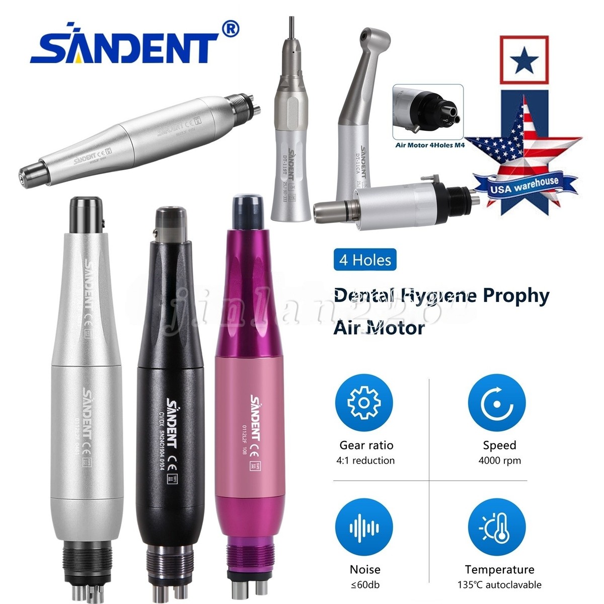 Dental Hygiene Prophy Handpiece Air Motor 4H 4:1 Nose Cone / Low