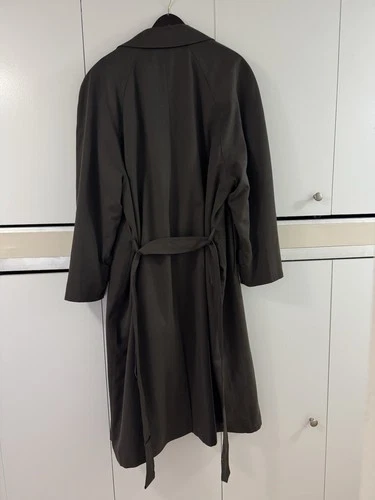 Bill Blass Menswear Men's Brown Long Belted Button Overcoat Notch Collar 44R image 2