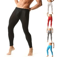 Herren Eis Seide eng anliegende lange Hose durchsichtig Unterwäsche sexy Leggin