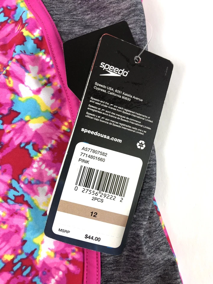 Speedo, Juego Tankini Dos Piezas Niña, Tie Dye Rosa, Talla 12 Foto 4 de 4