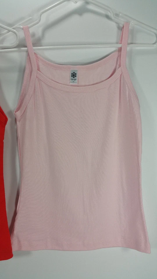 NUEVO Lote 2 Camisetas sin Mangas American Apparel Juniors Talla Grande Naranja Rosa Musculosas Foto 3 de 4