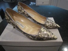 JIMMY CHOO SNAKESKIN PUMPS SHOES SIZE 8 US 38 EUR IN THE BOX 2" HEEL