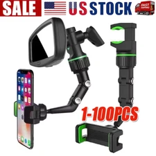 360°Car Rearview Mirror Rotation Adjustable Phone Holder Mount Multifunction LOT