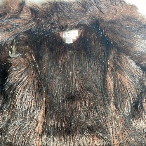 Live A Little Brown Faux Fur Trimmed Suede Studded Rhinestone Vest XL - Picture 13 of 15