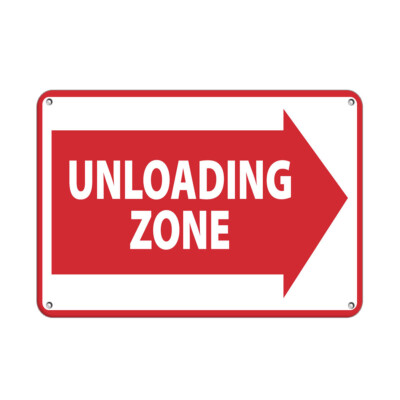 Horizontal Metal Sign Multiple Sizes Unloading Zone Right Arrow Symbol Loading