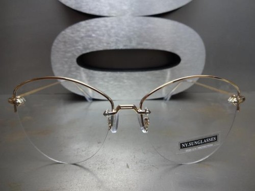 Women's OVERSIZED VINTAGE RETRO Style Clear Lens EYE GLASSES Big Rose Gold Frame - Picture 5 of 10