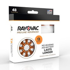 Rayovac Proline Advanced Hearing Aid Batteries Size 13, 48 Batteries