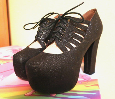 Jeffrey Campbell Plateau Schuhe Gothic WGT Victorian Steampunk Gr. 40 Echtleder