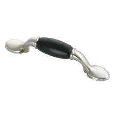 3" Black Ceramic Center Spoon Foot Pull Satin Nickel