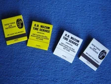 Vintage O.B.Nuzum Tire Shop Bakersfield CA Matchbook ~Lot of 4 ~Uniroyal Service
