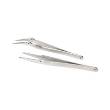 304 Stainless Steel Tweezers Set Curved Tip Tweezers with Portable Leather Bag