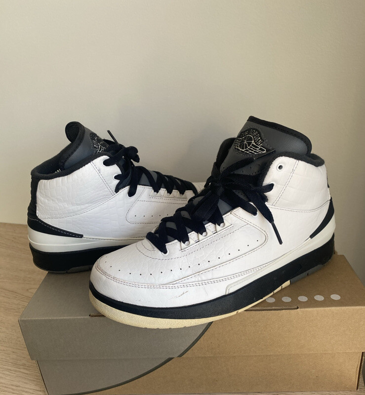 Nike Air Jordan Retro 2 II Wing It White Black Gray Shoes 834283