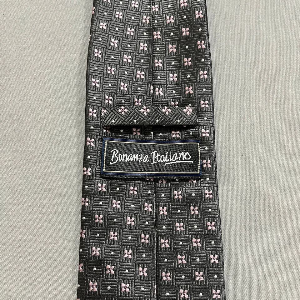 Corbata BONANZA ITALIANO Gris Rosa Motivo Foto 4 de 4