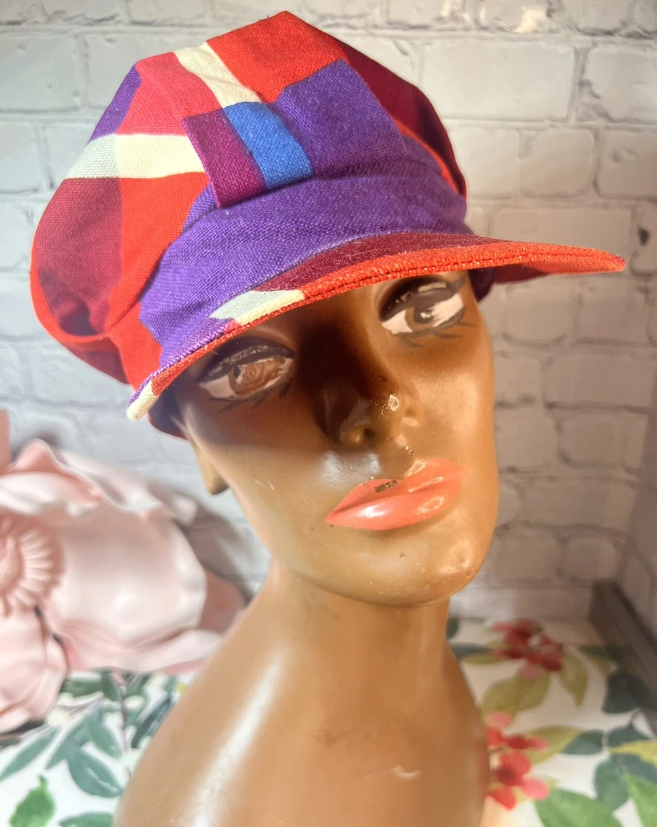 Skyr By Scandia Trading Vintage Hat Red Purple Cream Mod 70s Style