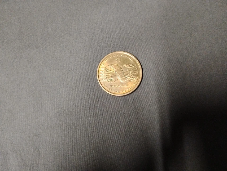 Dólar Sacagawea 2010-D, marca de ceca y fecha en el borde reverso 1 dólar y genial  Foto 2 de 4