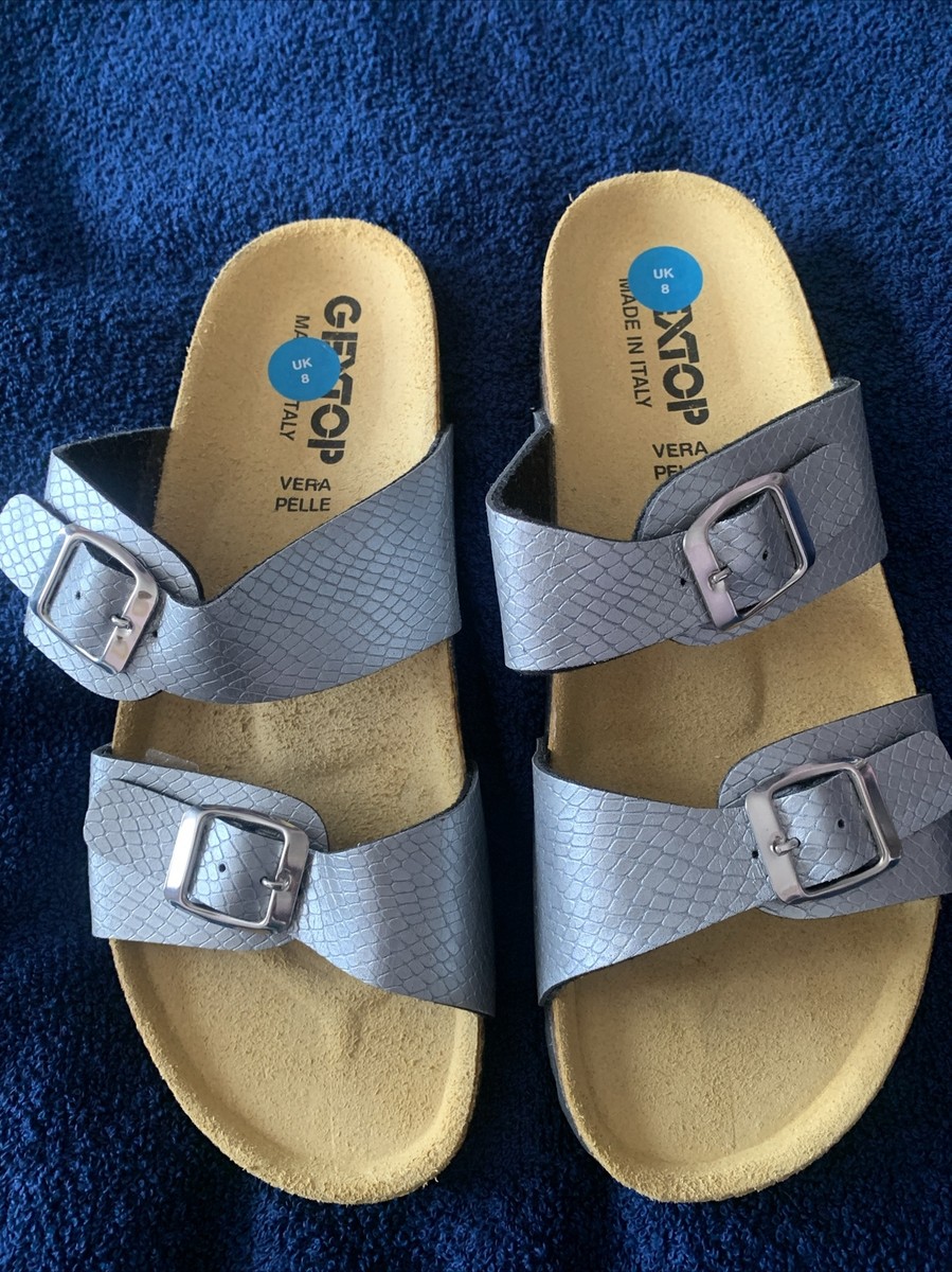 BNWT Gextop Vera Pelle Italian leather beach sliders Sandals size