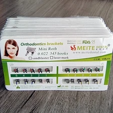 20Sets Dental Orthodontic Metal Braces Bracket Mini Roth 022 345 Hooks Mesh Base